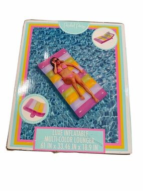 Packed Party Luxe Inflatable Multi-Color Pool Lounger Float NIB